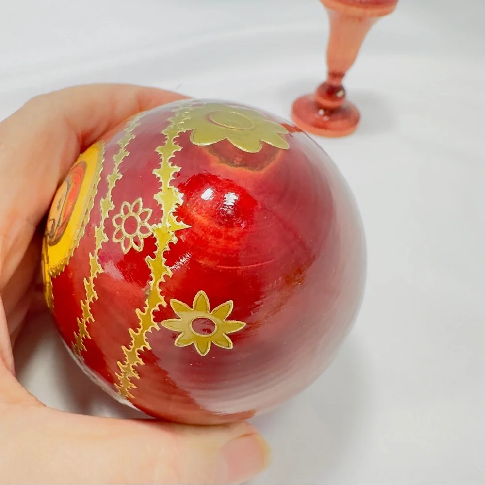 Russian Orthodox Religious Icon Red Gold Tone Decorative Egg Madonna and Child - Picture 6 of 16